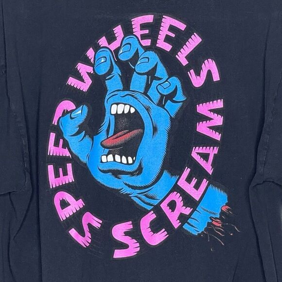 Santa Cruz T-Shirt Black Blue Skateboard Speed Wheels Scream Hand Unisex Large - Picture 8 of 12